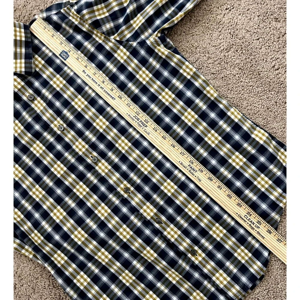 Banana Republic‎ Blue Gold Plaid Long Sleeve Button-Up Cotton Shirt Mens L